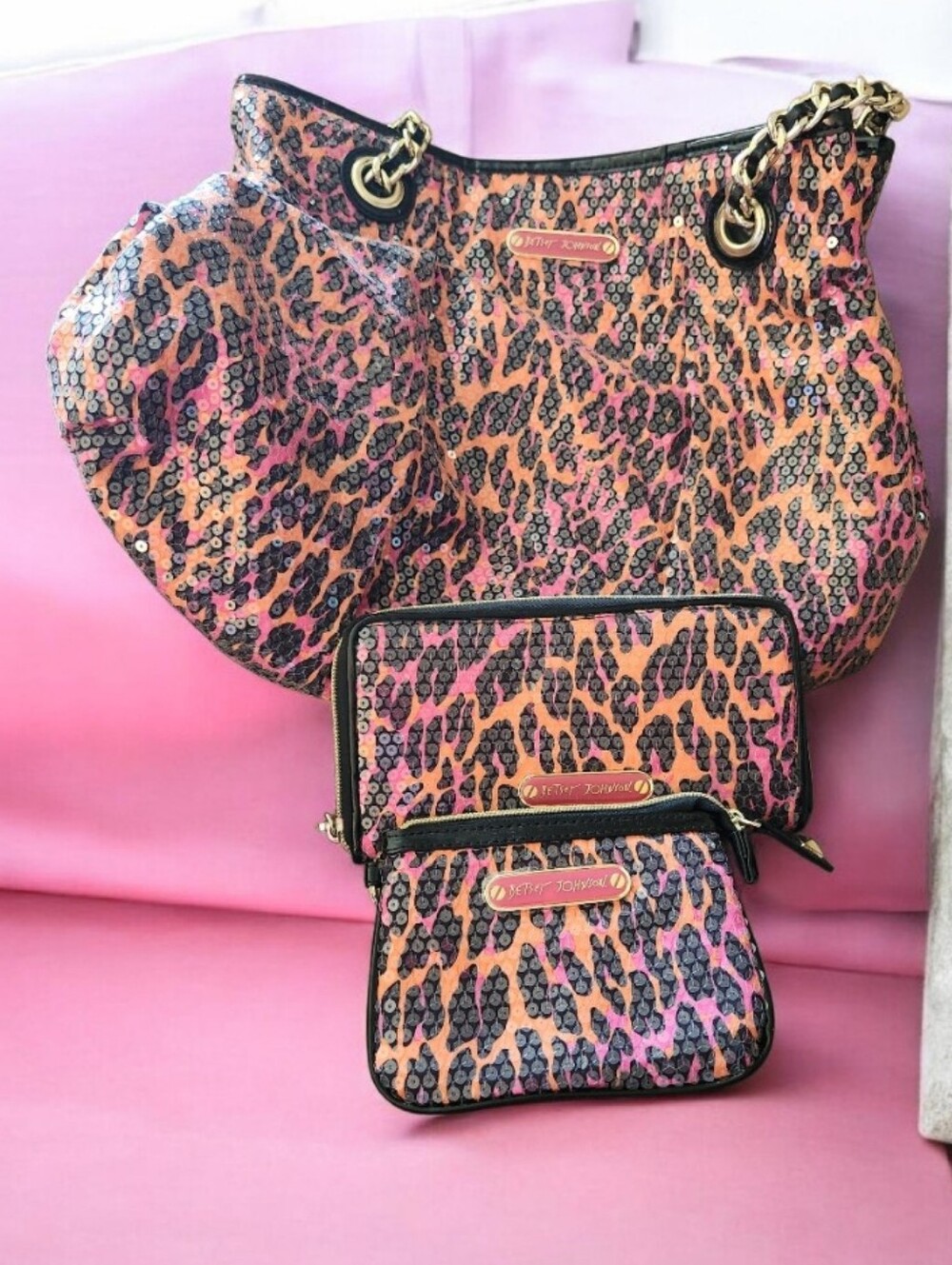 Y2K Betsey Leopard Vintage Sequin Print Set ● No Offers ■ Firm● EUC■ Sold As Set